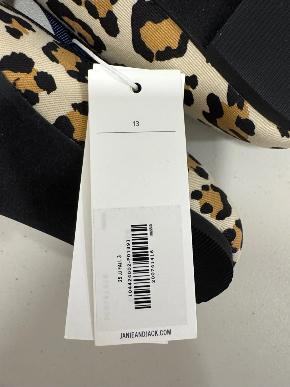 Janie and Jack Leopard Print Mary Janes with Navy Bow